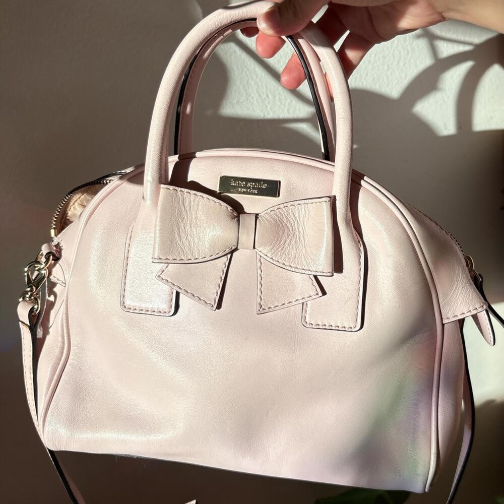 kate spade NWOT Lottie Bow Satchel Baby Pink Shoulder handbag Pristine - Picture 4 of 5